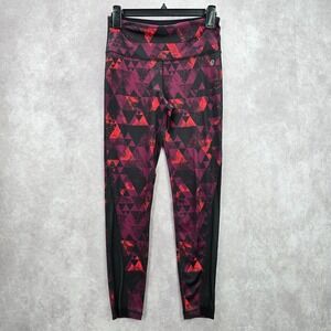 Vogo Athletica Purple Black‎ Geometric Long Active Legging Pants Bottoms Small